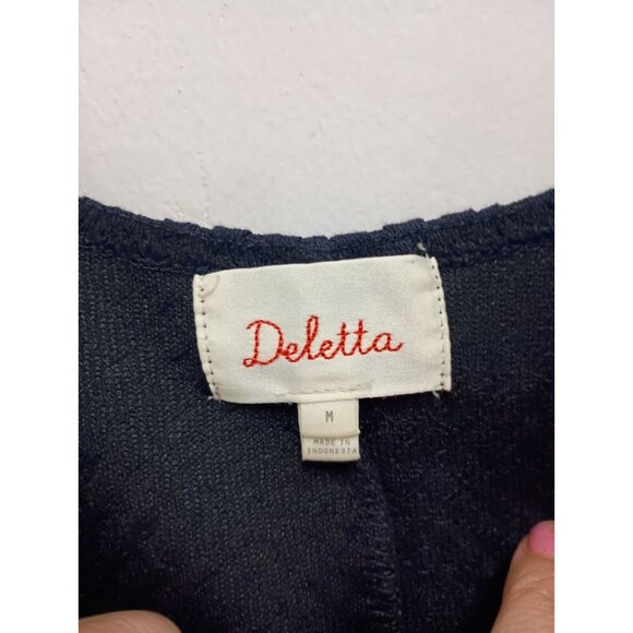 Anthropologie Deletta Womens Top Size Medium Black Textured  Boxy Cutout Back - Picture 5 of 8